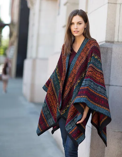 Vista 5 de Invisible World Womens Ruana Alpaca Wool Poncho Winter Cape Fall