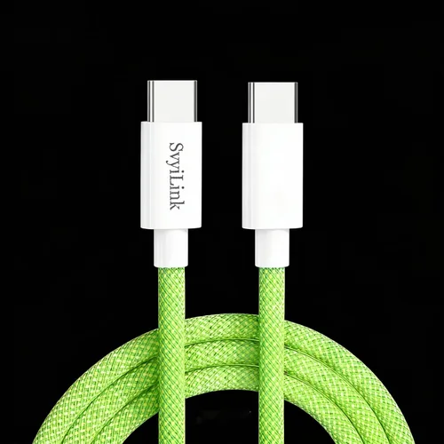 Vista 15 de Cable USB PD cargador rápido iluminado (USB 3 en 1 azul), cable de datos de teléfono, cable de carga de luz fluida, 39 pulgadas, material TPE