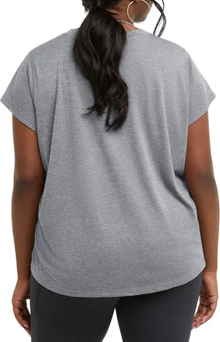 Vista 2 de Champion Camiseta deportiva clásica para mujer, camiseta deportiva que absorbe la humedad, camiseta atlética para mujer, talla grande disponible