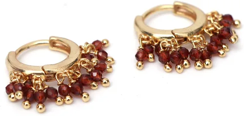 Vista 4 de Gempires Aretes de Cuentas de Piedras Preciosas Naturales de Cristal Ligeros Elegantes Hechos a Mano Joyería Hipoalergénica Chapada en Oro Diseño