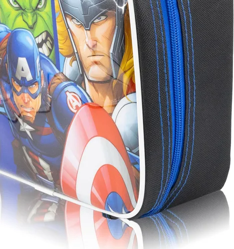 Vista 4 de Fast Forward Marvel Avengers - Lonchera para niños, lonchera aislada para niños, niñas, unisex, niños pequeños, lonchera reutilizable negra