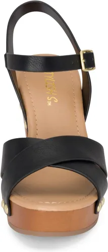 Vista 4 de STYLISH S SHIFT - Sandalias de tacón de plataforma de madera sintética con correa de tobillo y puntera abierta para mujer