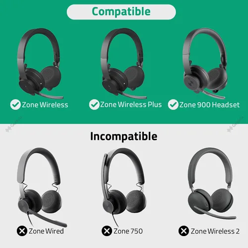 Vista 2 de Geekria Almohadillas de repuesto para Logitech Zone Wireless Plus y Zone 900 (excluye Zone Wired, 750, Zone Wireless 2), almohadillas con guía