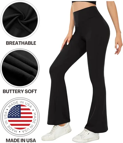 Vista 4 de Sweet Hearts Pantalones de yoga acampanados para mujer, leggings de cintura alta, corte de bota, pantalones casuales elásticos de pierna ancha