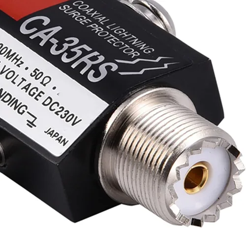Vista 7 de Pararrayos coaxial de la uhf, conector coaxial de la frecuencia ultraelevada del macho a la hembra, protector contra sobretensiones del relámpago