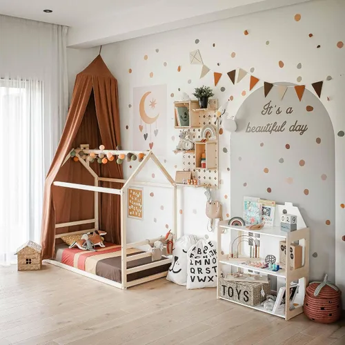 Vista 2 de Cama de casa para niños, cama de casa para niños, cama de piso Montessori, cama de casa Montessori, cama de plataforma para niños