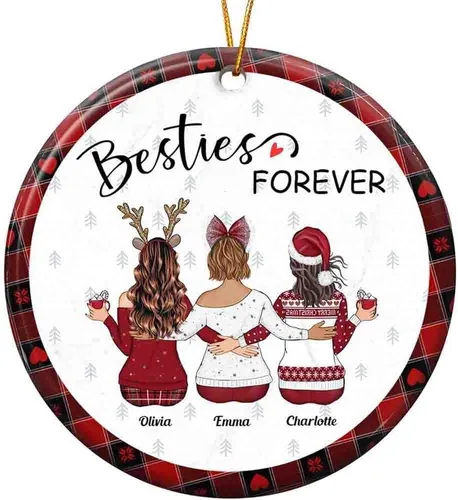 Vista 14 de Adorno personalizado con texto en inglés «Best Friend are Hard to Find Because The Very Best is Already Mine», adorno de Navidad personalizado 2023