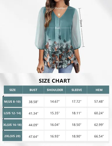Vista 5 de SeSe Code Blusas de malla de manga 34 para mujer, plisadas, con cuello en V