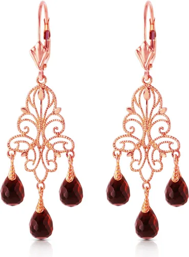 Vista 3 de Galaxy Gold GG Aretes de araña de oro rosa macizo de 14 quilates de 3.75 quilates, granate natural, Metal Gema, Granate
