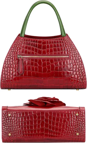 Vista 6 de PIJUSHI Bolsos florales de diseño para mujer de cuero auténtico con asa superior