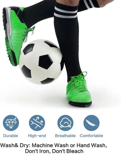 Vista 3 de 2 pares de calcetines de fútbol para niños de 7 a 13 años, transpirables, deportes, entrenamiento, fútbol, calcetines para niñas y niños