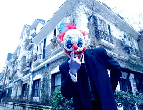 Vista 4 de Máscara de payaso de látex para Halloween, mascarada, baile de graduación, accesorios de disfraz LARP