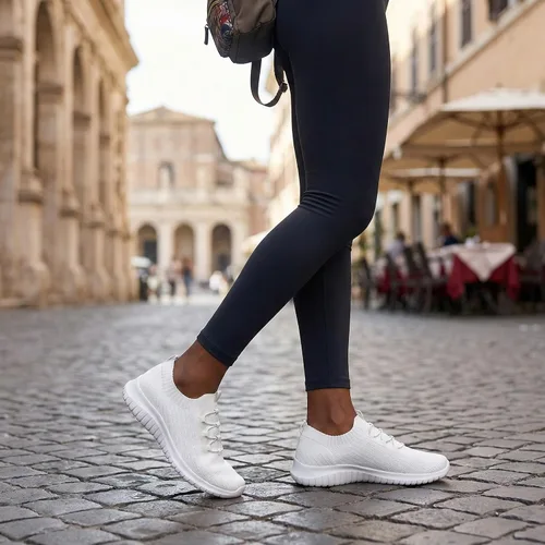 Vista 6 de TIOSEBON - Zapatos de caminar sin cordones para mujer, ligeros, casuales, para correr A/Todo Blanco