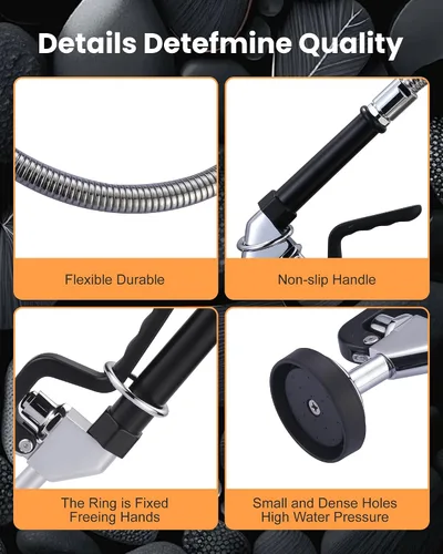 Vista 6 de Válvula rociadora de fregadero comercial con manguera: iVIGA 38" Manguera de pulverización de cocina comercial flexible de acero inoxidable
