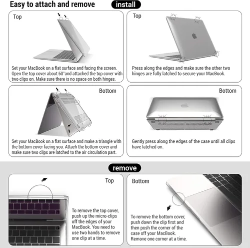 Vista 9 de IBENZER Compatible con la versión antigua MacBook Air de 13 pulgadas (versión 2010-2017). Modelos: A1466 A1369, carcasa rígida, bolsa y cubierta