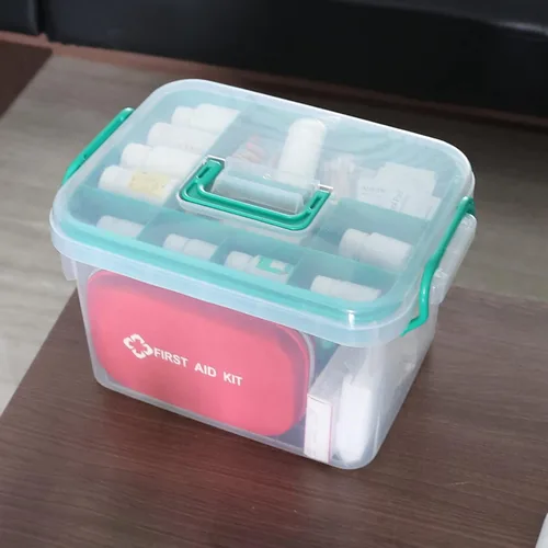 Vista 6 de Vababa - Caja de primeros auxilios transparente, contenedor de almacenamiento de plástico con tapa de bloqueo Secure Locking Latch Lid, Removable