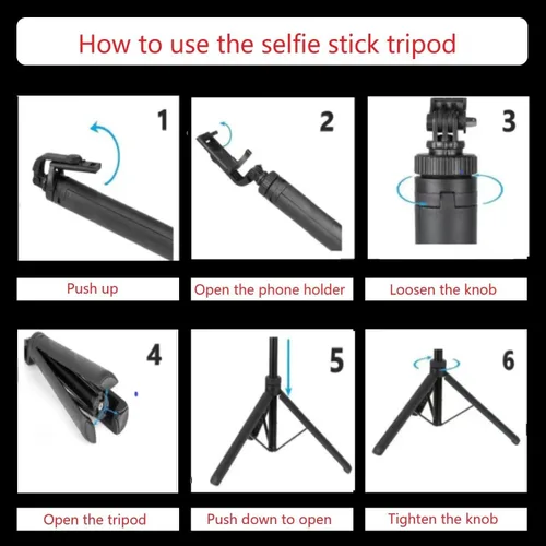 Vista 8 de Trípode de 66 pulgadas para iPhone y cámara, trípode portátil para teléfono con control remoto recargable y soporte giratorio para teléfono, palo