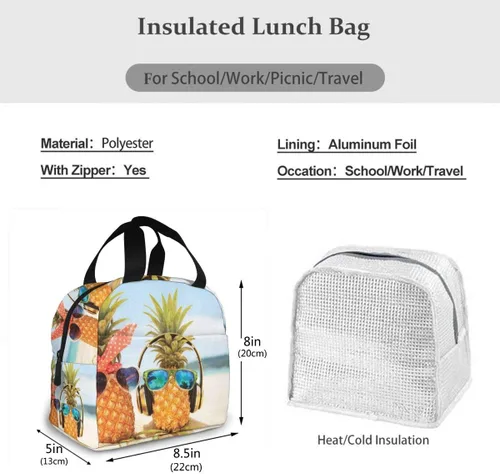 Vista 6 de Bolsas de almuerzo personalizadas para mujeres u hombres, personalizan tu nombre o imagen, bolsa de almuerzo aislada, contenedor de almuerzo