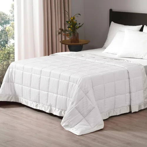 Vista 15 de downluxe - Manta de tamaño King con ribete satinado, edredón ligero alternativo para todas las estaciones, lavable a máquina