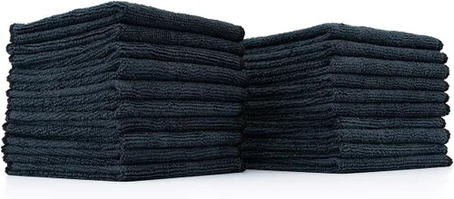 Vista 23 de (Paquete de 12) 16" x 16" toallas de limpieza de microfibra de grado comercial para usos múltiples, altamente absorbentes, sin pelusa, sin manchas