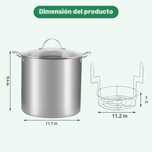 Vista 3 de Fulgutonit Olla de acero inoxidable de 21.5 cuartos de galón con estante y tapa, kit de inicio de suministros de conservas y juego de herramientas