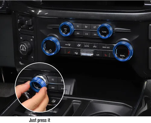 Vista 4 de JeCar Cubierta para perilla del interruptor de consola central, aire acondicionado, faros delanteros y botón de audio, accesorios interiores
