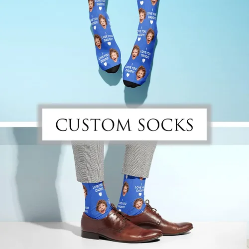 Vista 5 de Artsadd Calcetines personalizados para el día del padre con foto, calcetines personalizados para la cara, regalos divertidos de cumpleaños