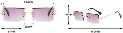 Vista 2 de MINCL - Gafas de sol rectangulares pequeñas para mujer ultraligeras color caramelo sin marco