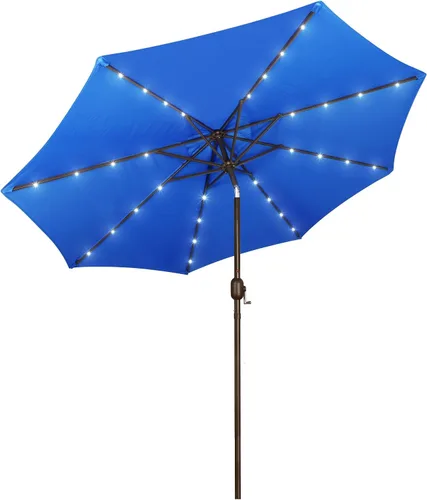 Vista 13 de Blissun Sombrilla solar de 9 pies, sombrilla de patio con 32 luces LED, sombrilla de mercado de mesa, sombrilla al aire libre para jardín, terraza