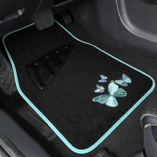 Vista 3 de August Auto Alfombrillas de ajuste universal con diseño de mariposa para automóvil con almohadilla para el talón para sedán, SUV, camión, camioneta