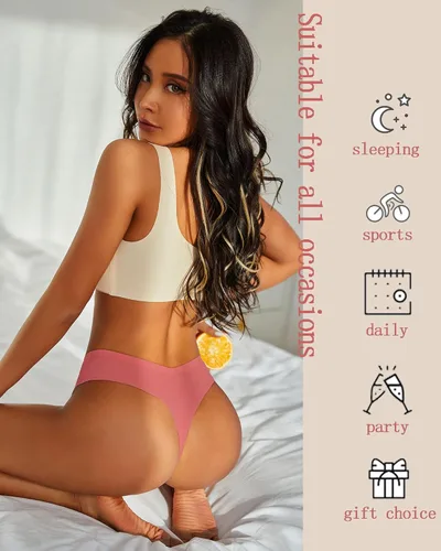 Vista 3 de ALL OF ME Tangas sin costuras para mujer, bragas invisibles, con cintura en V, elásticas, transpirables, sexy, paquete de 9 unidades XS-L