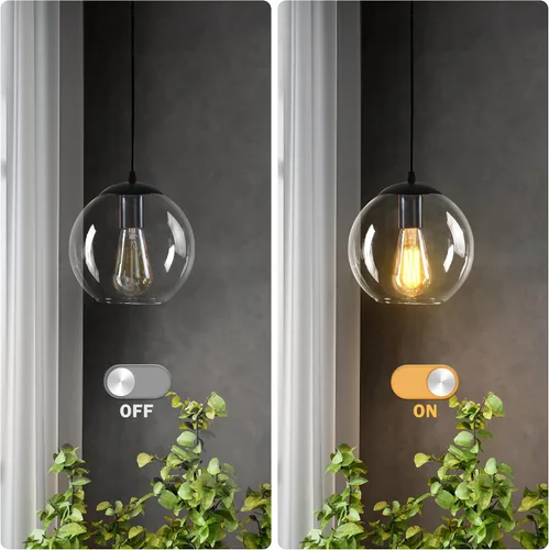 Vista 5 de Lámpara Colgante de Globo, Accesorio de Iluminación Colgante Moderno, Candelabro Clásico en Racimo con Pantallas de Vidrio Transparente