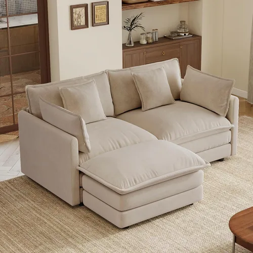 Vista 14 de mikibama Sofá modular seccional, juego de sofá en forma de L de 70.8 pulgadas para sala de estar, sofá biplaza, cómodos sofás de nube con otomana