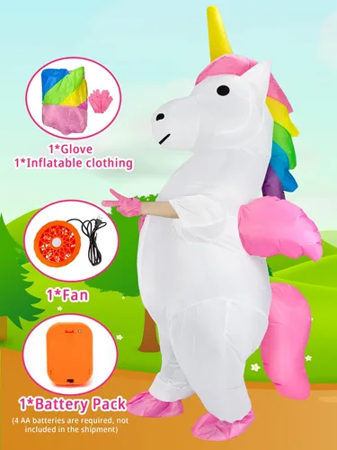 Vista 3 de Disfraz inflable de unicornio alado, tamaño adulto para Halloween