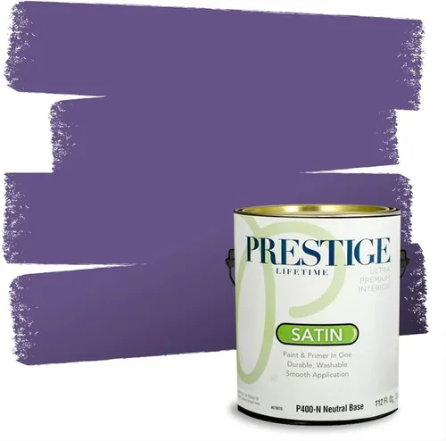 Vista 47 de PRESTIGE Pinturas de pintura interior e imprimación en uno, 1 galón, plano, combinación comparable de Sherwin Williams* Kimono Violet*