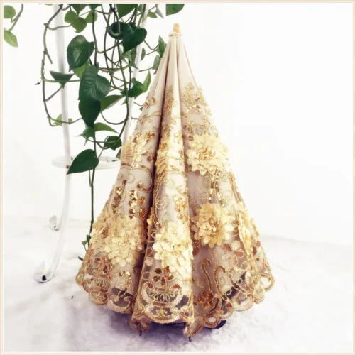 Vista 62 de Honeystore Sombrilla bordada con flor 3D plegable UV con encaje clásico