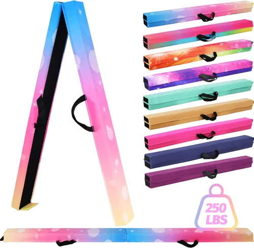 Vista 7 de Viga de equilibrio plegable de 6 pies/9 pies para niños de 3 a 15 años - Viga de suelo de gimnasia plegable, antideslizante, bolsa de transporte
