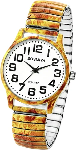 Vista 8 de Avaner Relojes de pulsera elásticos para mujer: correa elástica impresa con gran número, analógico, cuarzo, fácil de leer, pulsera de pulsera