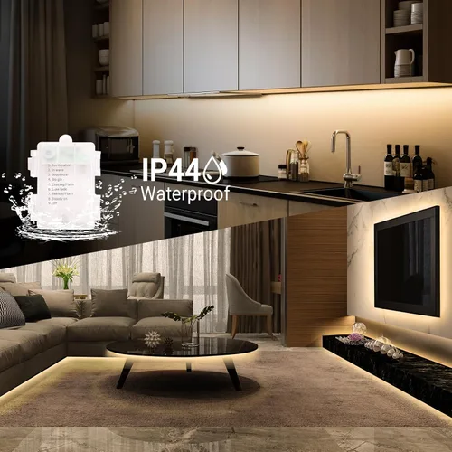 Vista 5 de Tira de Luces LED Alimentadas por Pilas con Control Remoto, 8 Modos, Regulable, Temporizador, Autoadhesiva, Cortable, Tira de Luces LED Impermeables