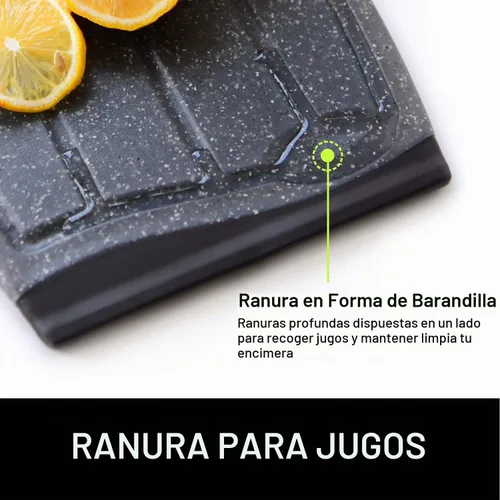 Vista 6 de Mini tabla de cortar, plástico de 7.48 pulgadas, bordes antideslizantes, múltiples ranuras para jugos, apta para lavavajillas, sin BPA, mango