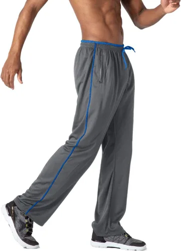 Vista 3 de EKLENTSON Pantalones de malla para hombre con cintura elástica con cordón y parte inferior abierta, Gris/ Azul