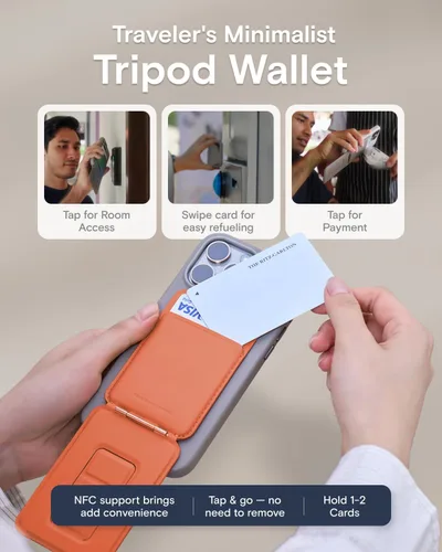 Vista 8 de MOFT MOVAS - Funda a presión para iPhone 17 Pro Misty Cove y soporte de trípode para teléfono, cartera MagSafe con soporte para trípode Sunrise