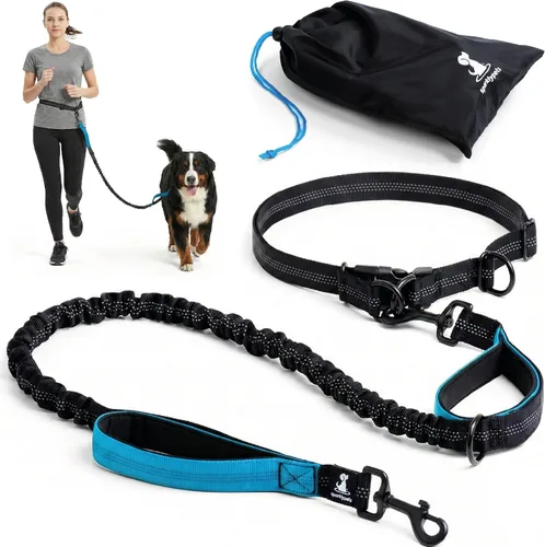 Vista 8 de SparklyPets Correa doble elástica para perro con 2 correas para perros con soporte trasero - Correa doble para perros para razas medianas y medianas