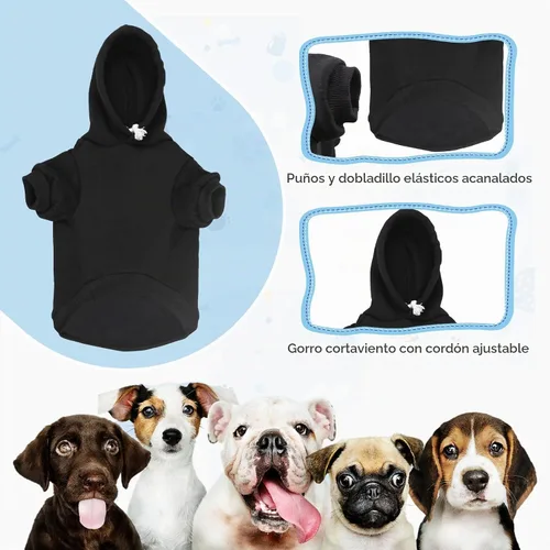 Vista 4 de Suéteres para perros pequeños, suéter de seguridad suave de forro polar cepillado, ropa para mascotas, sudadera con capucha para perro con bolsillo