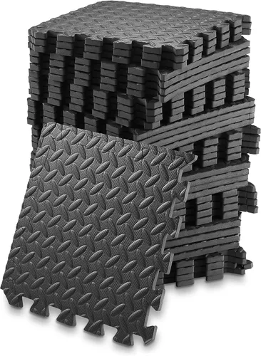 Vista 13 de Philosophy Gym Paquete de 12 alfombrillas de ejercicio – 12 x 12 pulgadas de goma de espuma entrelazada rompecabezas azulejos – negro