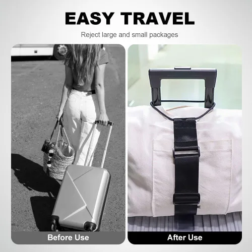 Vista 4 de Correas de conector de equipaje ajustables fuertes y multiusos, añade una bolsa, maleta fácil de viajar, cinturón de sujeción elástico flexible