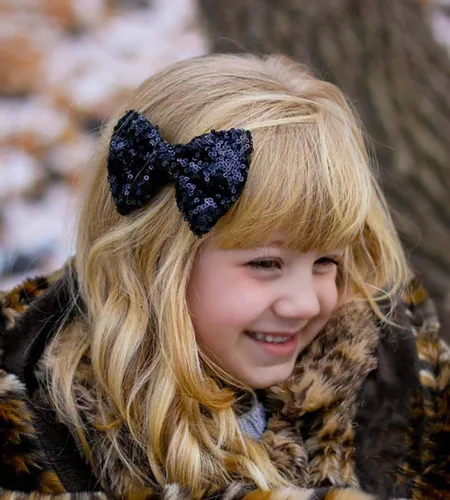 Vista 2 de Love Fairy Fashion Bow Horquilla Lentejuelas Pinza para el pelo Multicolor 0ptional para niños y mujeres (negro)