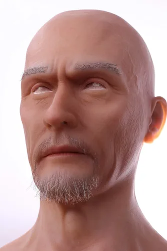 Vista 2 de EQAIWUJIE Máscara de silicona facial realista de anciano, máscara de cabeza completa, máscaras de Halloween, máscara de fiesta de cosplay