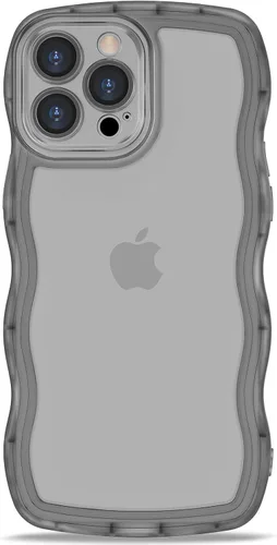 Vista 85 de Anuck Funda para iPhone 13 Pro con borde ondulado, diseño trasero transparente, agarre antideslizante, forma de marco rizado ondulado, a prueba