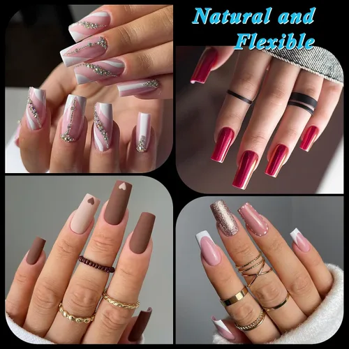 Vista 7 de 420 puntas de uñas cuadradas medianas transparentes uñas de gel